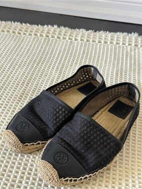 Tory Burch Black Grenada A-Line Espadrille Slip-On Flats Size 6.5